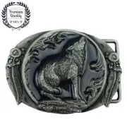 BLACK WOLF Belt Buckle Metal Zinc Alloy Vintage Retro Men Fashion Silver Premium