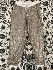Victorias Secret Gold Shine Sequined Pants Lounge Sleep Summer Size XSmall New