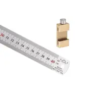 Stainless Steel Ruler 40cm/18" Double Reading with 30mm Scriber Block Gold