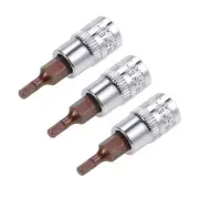 3Pcs 1/4" Drive x 3mm Hex Bit Socket, Standard Metric S2 & Cr-V Steel