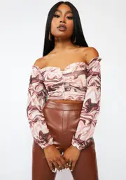 Eyes On Me Mesh Ruffle Crop Top