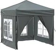 vidaXL Folding Party Tent with Sidewalls Outdoor Garden Gazebo Pavilion Marquee Canopy Shelter Event Tent Camping Gazebo Anthracite 2x2 m