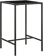 Garden Table Garden Bar Table Brown 70x70x110 cm Poly Rattan and Glass