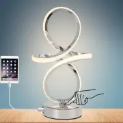 Dimmable USB LED Desk Lamp Touch Control | Modern Curved Light 6000K Silver Home