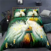 Precious Peacocks 3D Print Duvet Quilt Doona Covers Pillow Case Bedding Sets.