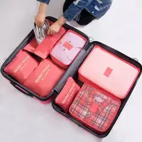 在飛比找Yahoo!奇摩拍賣優惠-素色旅行收納袋六件組 手提袋 收納包 防水 收納 整理 便攜