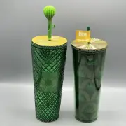 Starbucks Wicked Tumbler 24oz Emerald City Balloon Straw Topper Green Set of 2