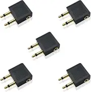 iYueMps Gold Plated Airplane Flight Adapters for Headphones/Earphones Conversion Plug Adapter Aircraft Audio Sockets(5pcs)