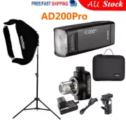 Godox AD200Pro 2.4G TTL Speedlite Pocket Flash + 60*60cm Softbox Bracket + Stand