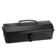 14.2" Portable Steel Tool Box Hip Roof Style with Metal Latch Closure, Black