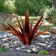 clyqyy DIY Metal Agave Plant Art Yard Tequila Art Sculpture, Tequila Rustic Garden Sculpture Statue Outdoor Decor,Agave Metal Plants for Yard, Garden Lawn Ornaments (12 Leaves -Yellow)
