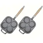 SOGA 2X Cast Iron Square 4 Mold Fry Pan Fried Egg Pancake Omelette Pot Skillet