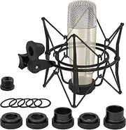 Geekria for Creators Microphone Shock Mount, Mic Anti-Vibration Suspension Adapter Clamp Compatible with CAD GXL2200, Nady SCM-800, Behringer C-1, Marantz, TZ Mic Holder Clip (Black/Metal)