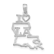 14K White Gold Solid Louisiana State Pendant