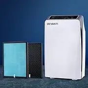 Devanti Air Purifier, 4 Layer Home Purifiers HEPA Filter Bedroom Freshener Cleaner Carbon Replacement Filters Smoke Remover Office Kitchen Room Smart Equipment, with Remote Control 180m³/h White