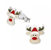 Silver Reindeer Stud Earrings for Girls