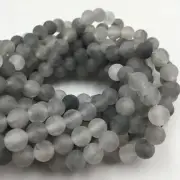 2.0mm Hole Cloudy Gray Quartz Matte Round Beads 8mm 10mm 15.5" Strand