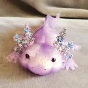 Handmade Purple Axolotl Figurine ~ One of a Kind Resin Animal Statue