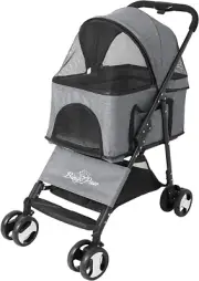 Bingopaw Foldable Dog Stroller Pram: Travel Pet Pushchair Carrier 4 Wheels Ki...