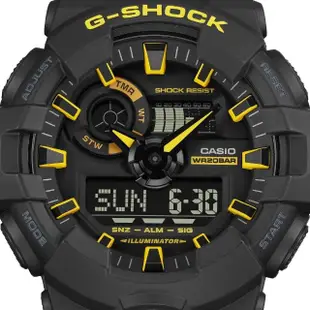 【CASIO 卡西歐】G-SHOCK酷炫黑黃色彩雙顯錶(GA-700CY-1A)