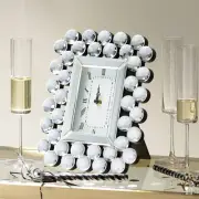 Faywood 11" High Silver Mirrored Tabletop Clock