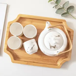 創意楠竹托盤日式大號長方形茶盤茶具水杯傳菜托盤家用放茶杯托盤