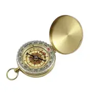 Outdoor Camping Luminous Brass Pocket Watch Style Military Army Compass Keychain