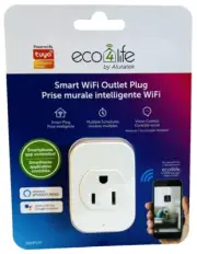 Aluratek Eco4life Smart Home WiFi Outlet Plug - 120 V AC / 10 a - Alexa, Google