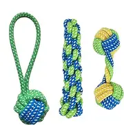 Small Dog Rope Toy - Set of 3 Interactive Puppy Ropes - Indoor Pet Teething Supplies, Aggressive Chewers Toys, Bite-Resistant for Relieving Boredom