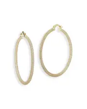 Aqua Pave Large Hoop Earrings in 14K Gold Plated Sterling Silver - Exclusive