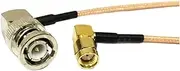 ROBAUN RP SMA Male Right Angle to Bnc Plug RA 90 Degree Coax Cable RG316 15cm 6" for Two Way UV-5R(100cm)
