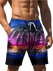[METRONS] Mens Swim Trunks Men's Casual Novelty Swimwear Shorts Beachwear Board Shorts with Pocket Drawstring