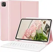 KVTVOU Keyboard Case for iPad Pro 11 Inch 4th Generation/Pro 3rd Gen/Pro 2nd Gen with Pencil Holder, Folio Detachable Wireless Bluetooth Keyboard & Flip Stand Case for iPad Pro 11 Inch (Pink)