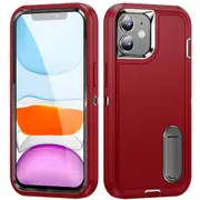 MCC Shockproof iPhone 12 Case Cover Heavy Duty with Stand Apple iPhone12 [Red+Black]