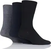 COSHAL® 3 Pairs Men's Bigfoot Diabetic Socks wide top soft cuff Ankle Non-Elastic Grip Oedema friendly Swollen feet Non-Binding Circulatory Sock UK SIZE (11-14)