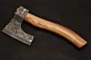 Handmade Tomahawk Damascus Steel Axe - Damascus Throwing Axe with Cover