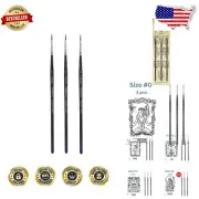 Artisan Kolinsky Sable Brushes Set - 3 Identical Fine Detail Tools for Artists