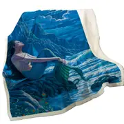 Serenity Coastal Cliffs Mermaid Throw Blanket