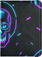 [Amooorous] Neon Fluorescent Skull Leather decorative waterproof passport holder Wallet Combo Travel Passport Wallet With Vaccination Card Slot Ultra Slim, Neon fluorescent skull, 1 size