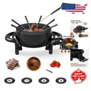 Multi-Purpose 3Qt Fondue Set - 1000W Non-Stick Pot for Cheese, Chocolate & More