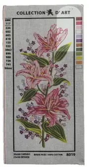 needlepoint Tapestry Gobelin Canvas Only 30x60 Cm Orchids Rto