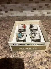 Vintage Federal Glassware Rumpus Shot Glass Set