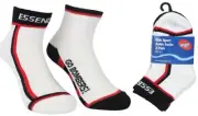 Essendon Bombers Official AFL Kids Cushion Foot Anklet Sport Socks 2 Pk