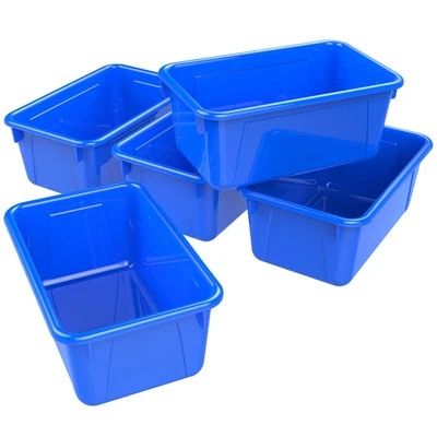 Storex Small Cubby Bins Pack of 5 Blue 12.2 x 7.8 x 5.1 Inches for Organizing