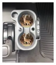 WHITETAIL DEER CUSTOM RUBBER CAR COASTER SET 2 HUNTING FOR CUP HOLDER
