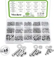 Vlookee 540PCS Machine Screws Assortment Kit #2-56#4-40#6-32 Phillips Pan Head Assorted Nuts Bolts and Flat Washers Kit,Stainless Steel Bolts and Nuts Kit,with Storage Box,for Home Projects