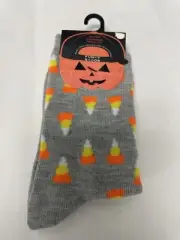 FUNKY SOCKS Kids HALLOWEEN Gray Candy Corn Graphic 10-4 Socks