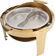 Stainless Steel Chafing Dish Buffet Set, Construction Mirror Polished Chafing Dish Buffet Set, Portable Round Catering Warmer Server for Keeping Food Warm, Transparent Lid (2