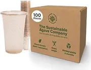 Sustainable Agave Co - Sweet Agave Fiber Cups - 12 Ounce - 100 Count - Biodegradable, Plant-Based, Made With Upcycled Materials - Clear
