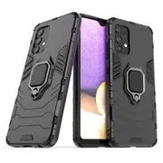 For Samsung Galaxy A32 4G Plastic Shockproof Protective Case, Magnetic Ring Holder, Black